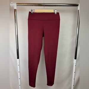 Burgundy Fleece-Lined Leggings Extra Large Warm Soft Winter Pants